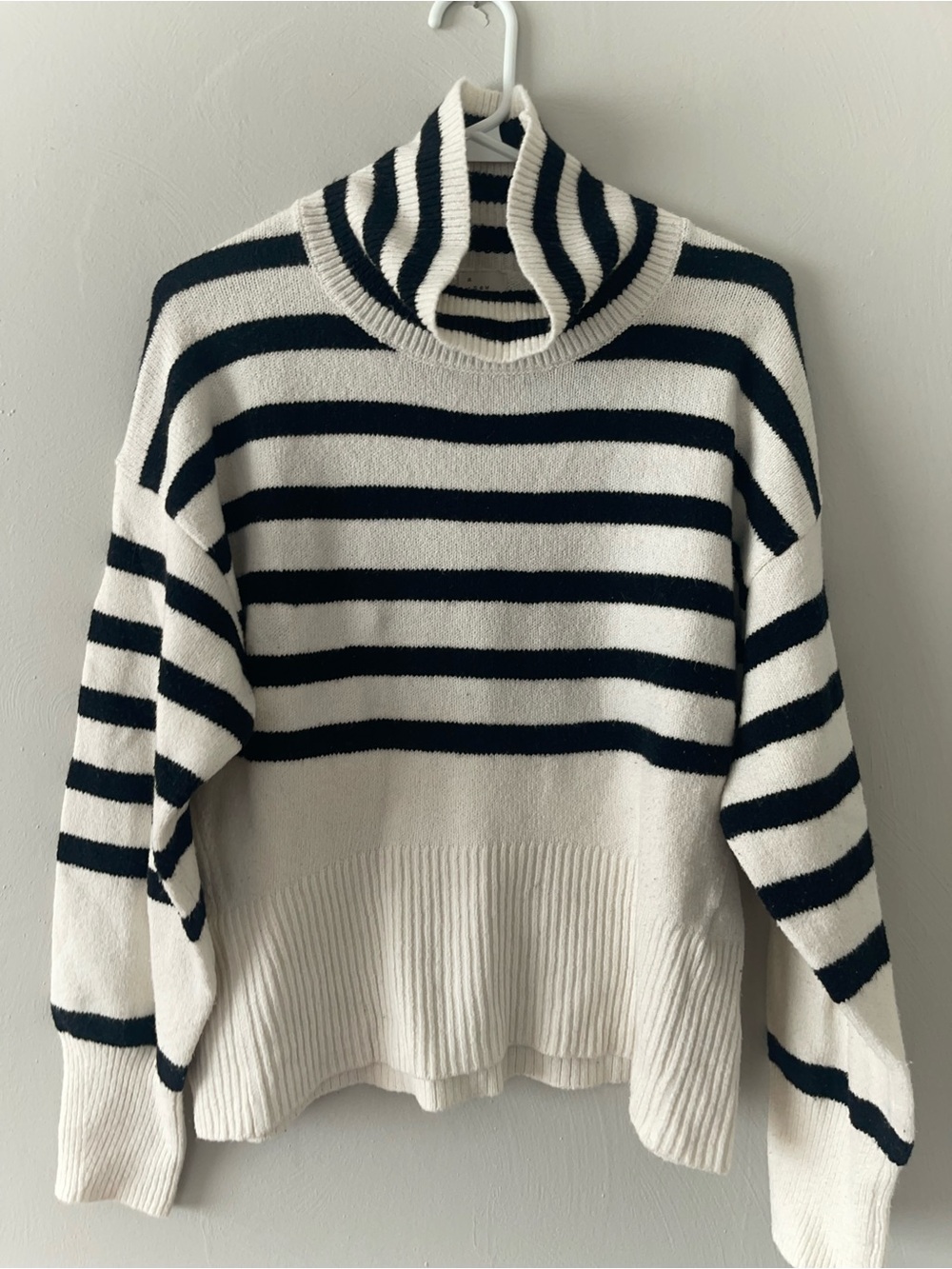 a new day Cream and Black Striped Cowl Neck Sweater